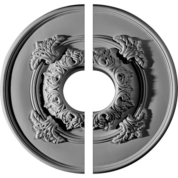 Ekena Millwork Monique Ceiling Medallion, Two Piece (Fits Canopies up to 3 3/4"), 13 3/4"OD x 3 1/2"ID x 1"P CM13MO2-03500 - main
